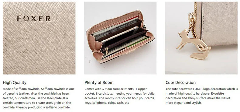 Leather Zip Clutch Organizer with Wristlet