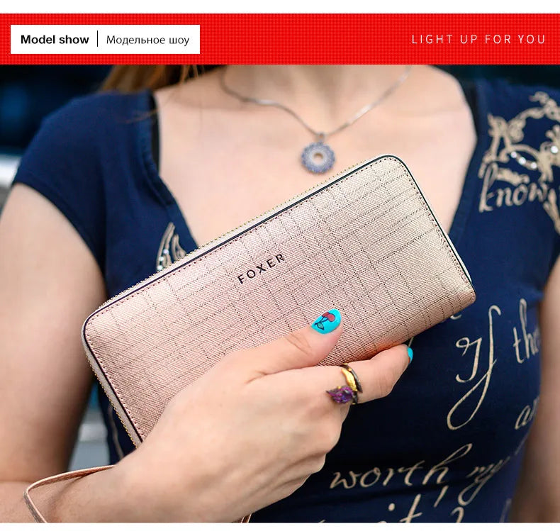 Leather Zip Clutch Organizer with Wristlet