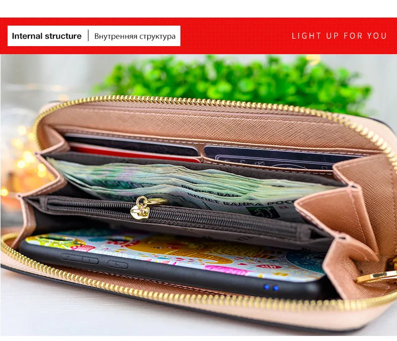 Leather Zip Clutch Organizer with Wristlet