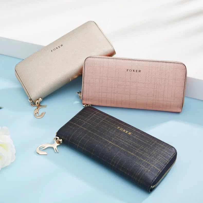 Leather Zip Clutch Organizer with Wristlet