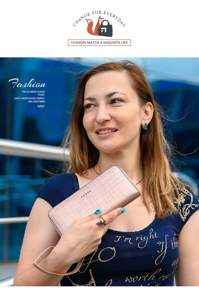 Leather Zip Clutch Organizer with Wristlet