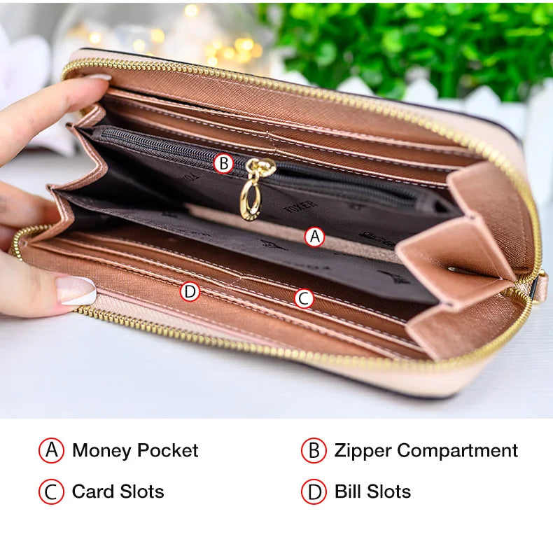 Leather Zip Clutch Organizer with Wristlet