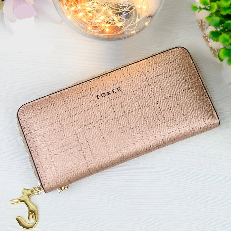 Leather Zip Clutch Organizer with Wristlet