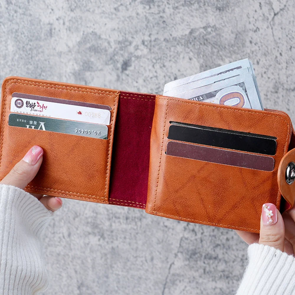 Vintage PU Card Organizer with Coin Pocket